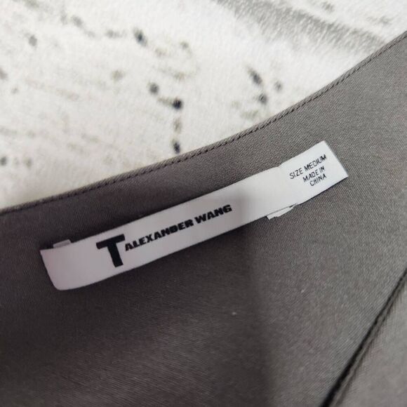 T by Alexander Wang Womens Gray Side Zipper One Shoulder Mini Dress Size Medium - Picture 8 of 9